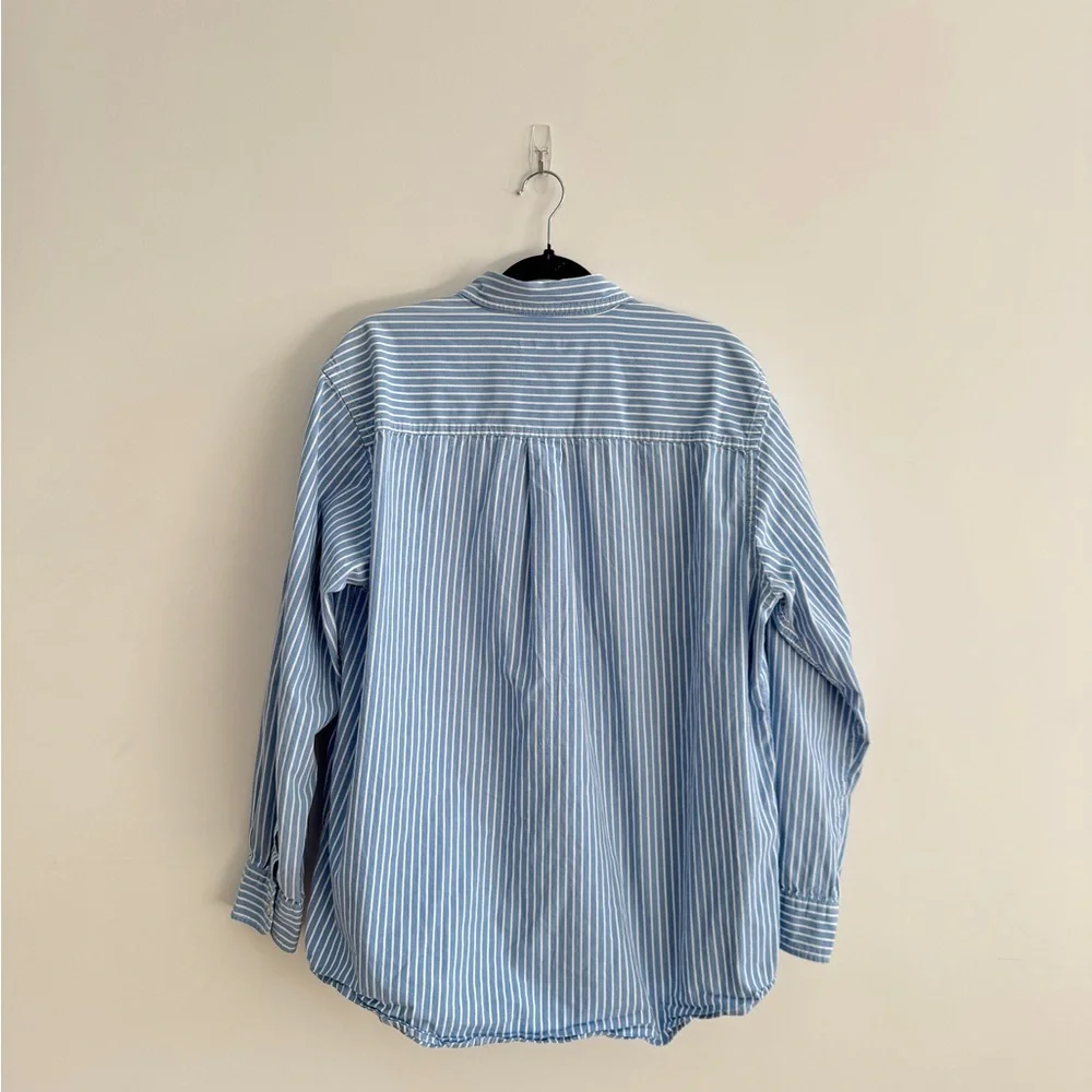 Striped Blue Cotton Button Down Shirt (men’s) - Picture 2 of 3